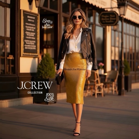 J.Crew Collection rare silk marigold sequin no.2 pencil skirt @shop@iamwarrior - Picture 1 of 10